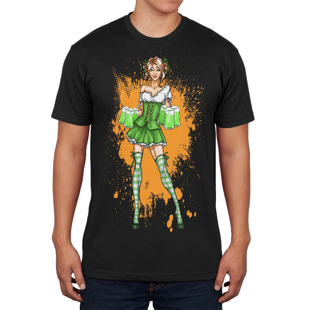 St Patricks Day Irish Beer Wench Black Adult Soft T-Shirt Men's T-Shirts Old Glory 2XL Black