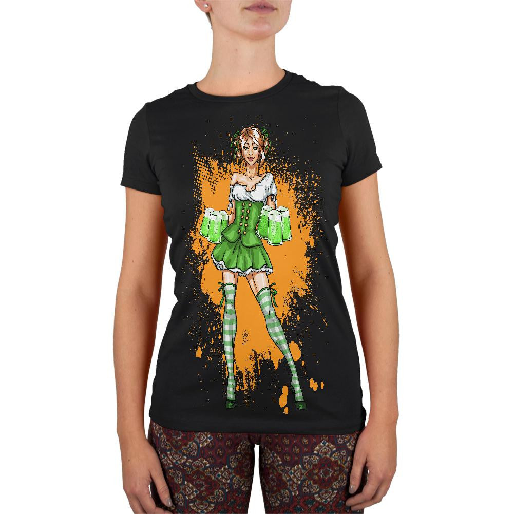 St Patricks Day Irish Beer Wench Black Juniors Soft T-Shirt Juniors T-Shirts Old Glory 2XL Black