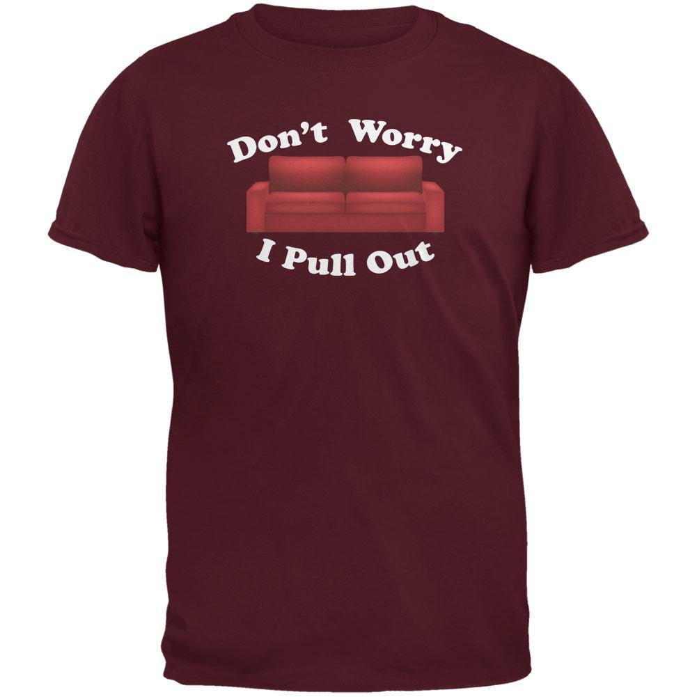 Don't Worry I Pull Out Maroon Adult T-Shirt Men's T-Shirts Old Glory 2XL Red