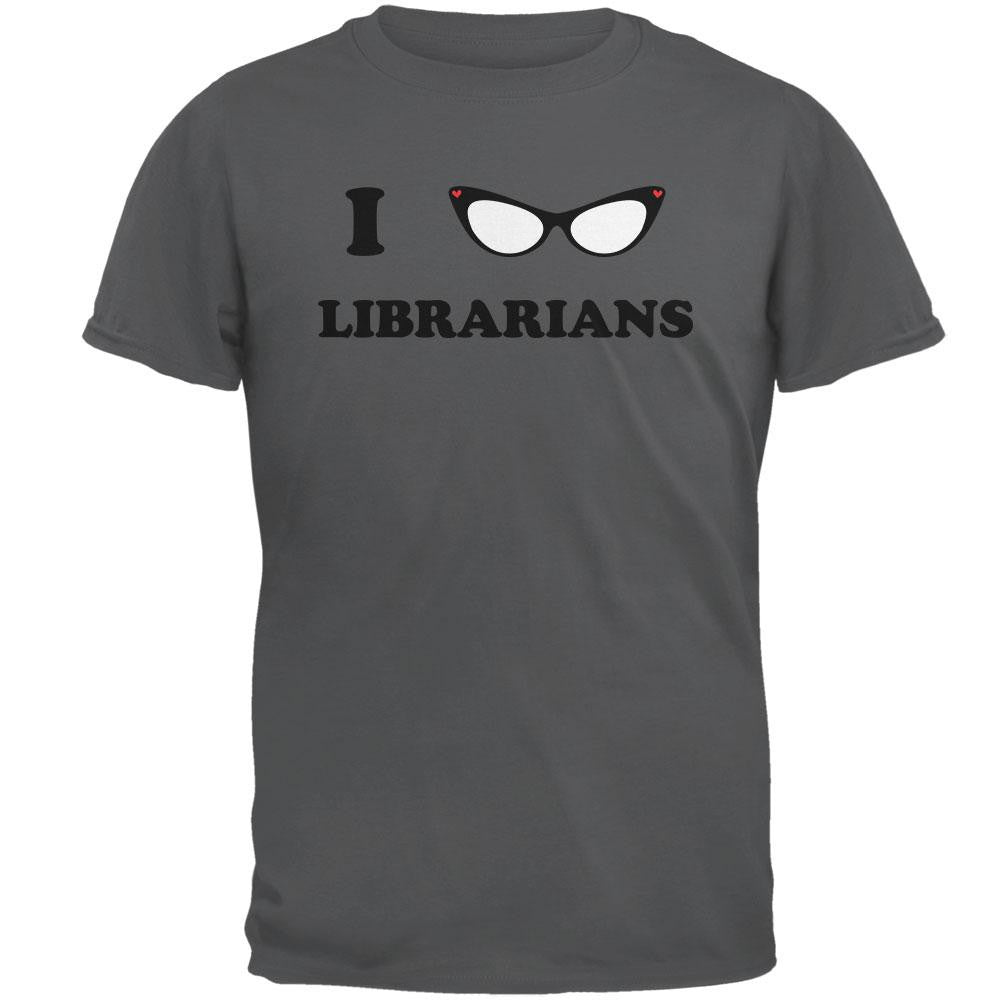 I Heart Love Librarians Grey Soft Adult T-Shirt Men's T-Shirts Old Glory 2XL Grey
