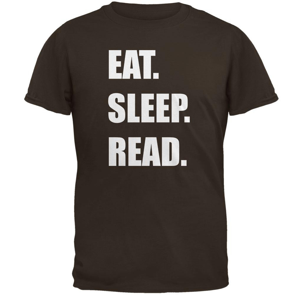 Eat Sleep Read Brown Adult T-Shirt Men's T-Shirts Old Glory 2XL Brown