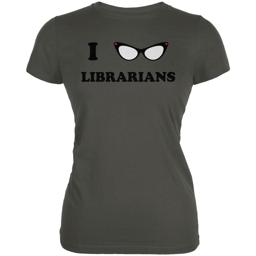 I Heart Love Librarians Asphalt Juniors Soft T-Shirt Juniors T-Shirts Old Glory 2XL Grey