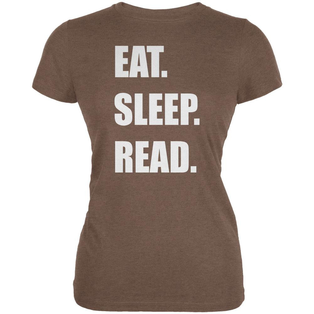 Eat Sleep Read Heather Brown Juniors Soft T-Shirt Juniors T-Shirts Old Glory 2XL Brown