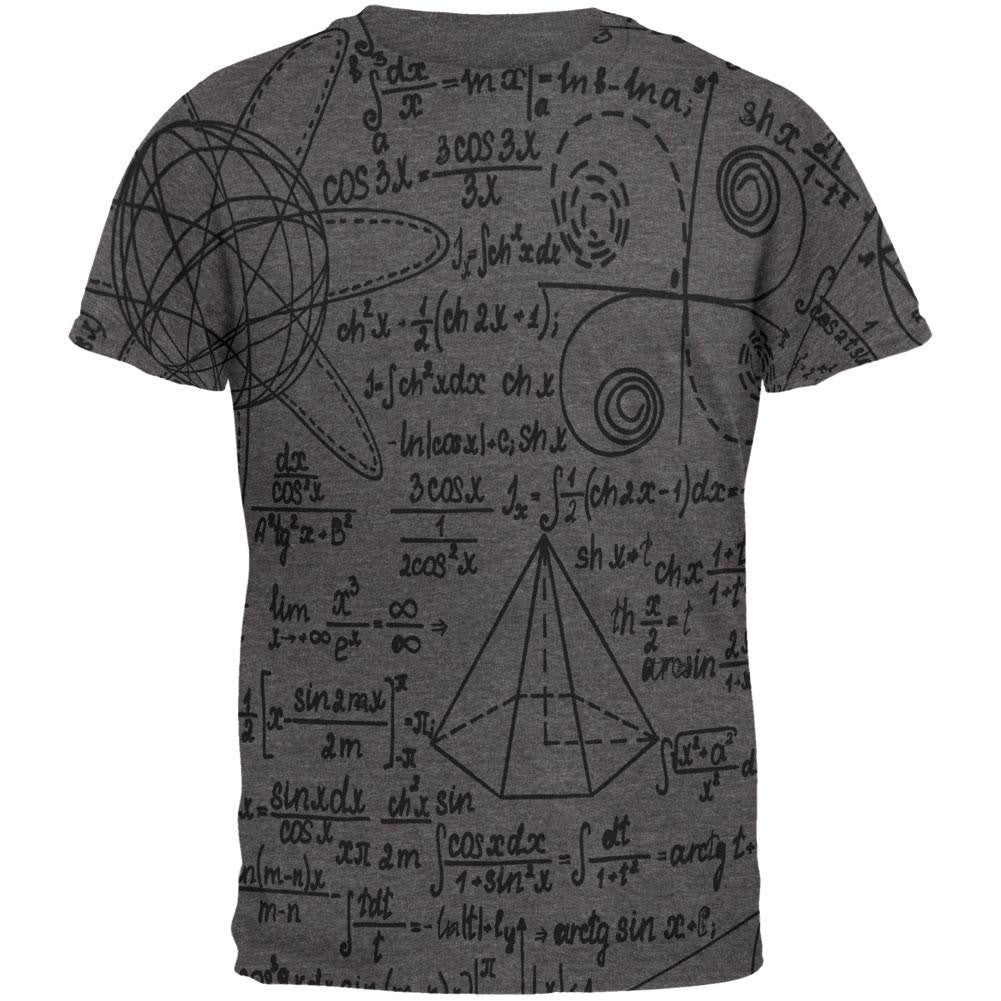 Math Geek Formulas All Over Dark Heather Soft Adult T-Shirt Men's T-Shirts Old Glory SM Grey