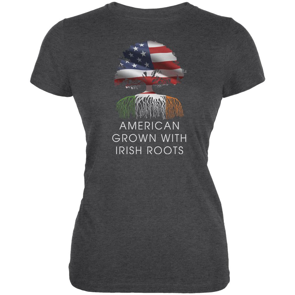 4th of July American Roots Dark Heather Juniors Soft T-Shirt Juniors T-Shirts Old Glory 2XL Grey