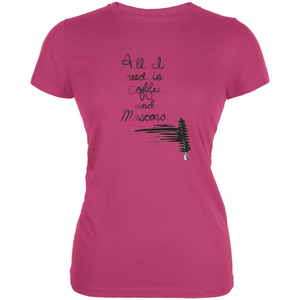 Mascara and Coffee Berry Pink Juniors Soft T-Shirt Juniors T-Shirts Old Glory 2XL Pink