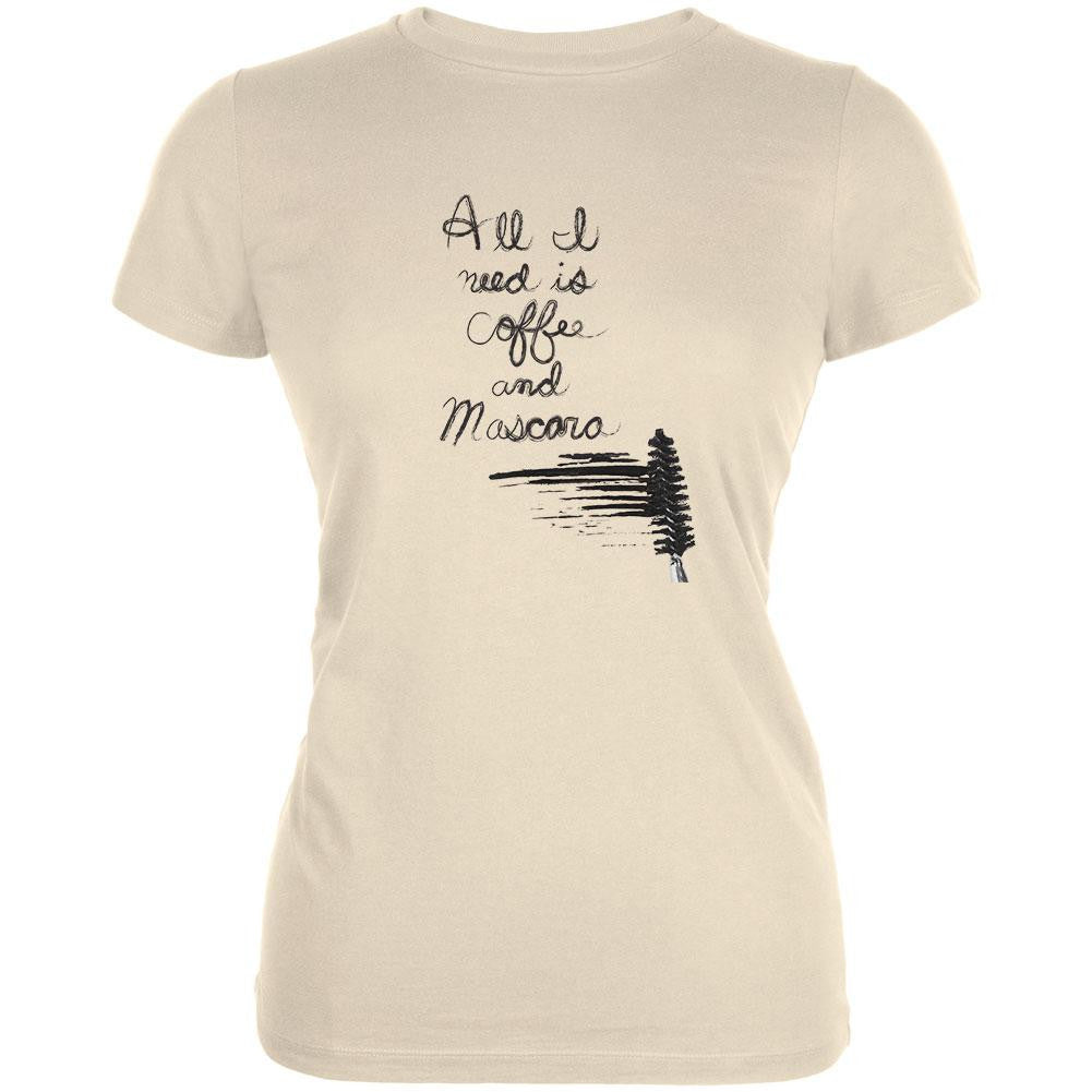 Mascara and Coffee Cream Juniors Soft T-Shirt Juniors T-Shirts Old Glory LG Off-White