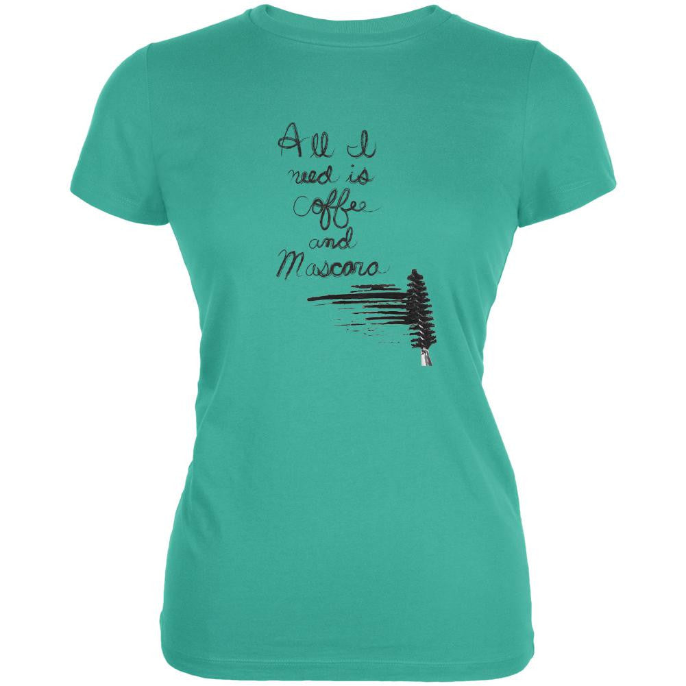 Mascara and Coffee Teal Juniors Soft T-Shirt Juniors T-Shirts Old Glory LG Blue