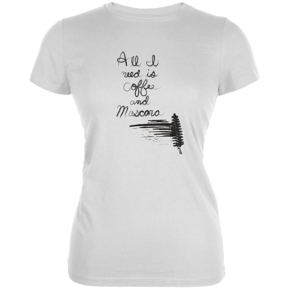 Mascara and Coffee White Juniors Soft T-Shirt Juniors T-Shirts Old Glory 2XL White