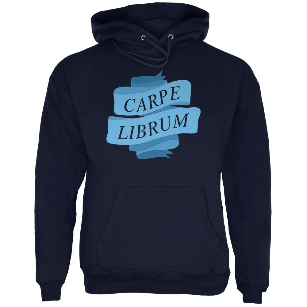 Carpe Librum Seize the Book Banner Navy Adult Hoodie Men's Hoodies Old Glory 2XL Blue