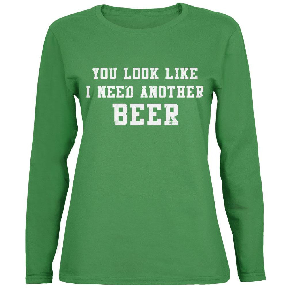 St. Patrick's Day Another Beer Green Womens Long Sleeve T-Shirt Women's Long Sleeves Old Glory