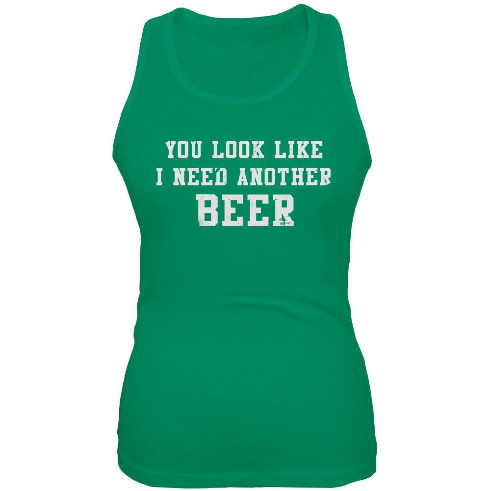 St. Patrick's Day Another Beer Kelly Green Juniors Soft Tank Top Juniors Tank Tops Old Glory 2XL Green