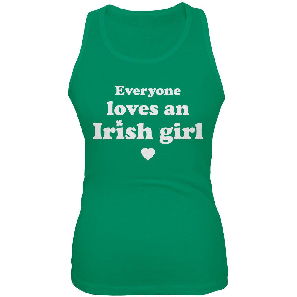 St Patricks Day Everyone Loves an Irish Girl Kelly Green Juniors Soft Tank Top Juniors Tank Tops Old Glory 2XL Green