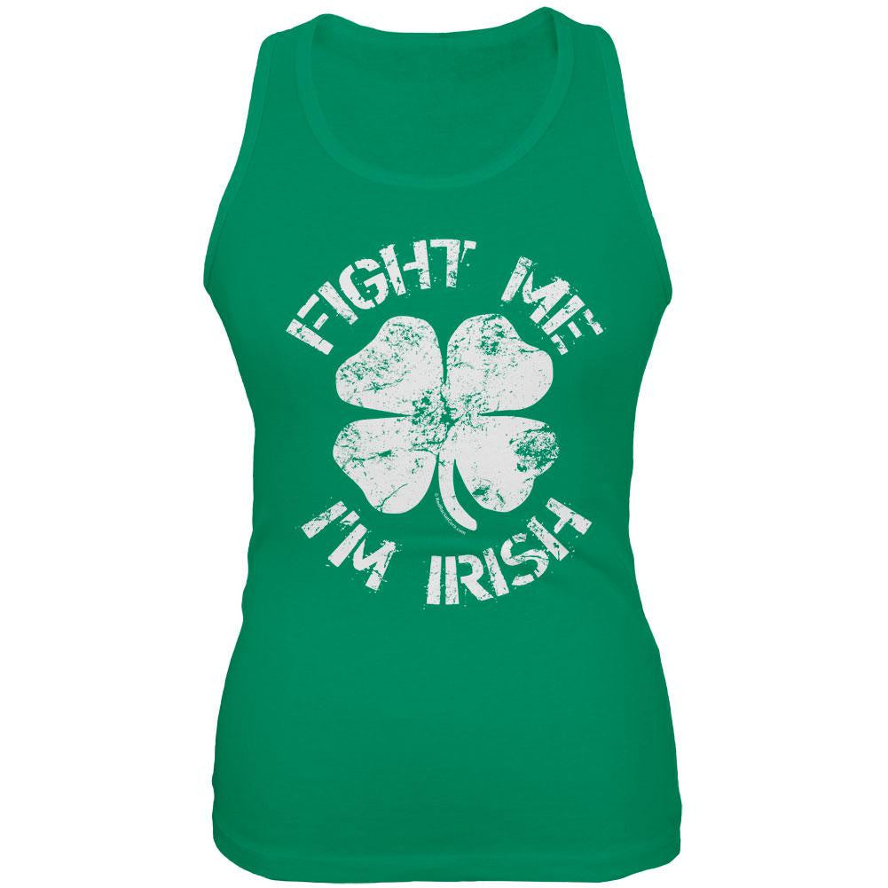 St. Patrick's Day Fight Me I'm Irish Kelly Green Juniors Soft Tank Top Juniors Tank Tops Old Glory 2XL Green