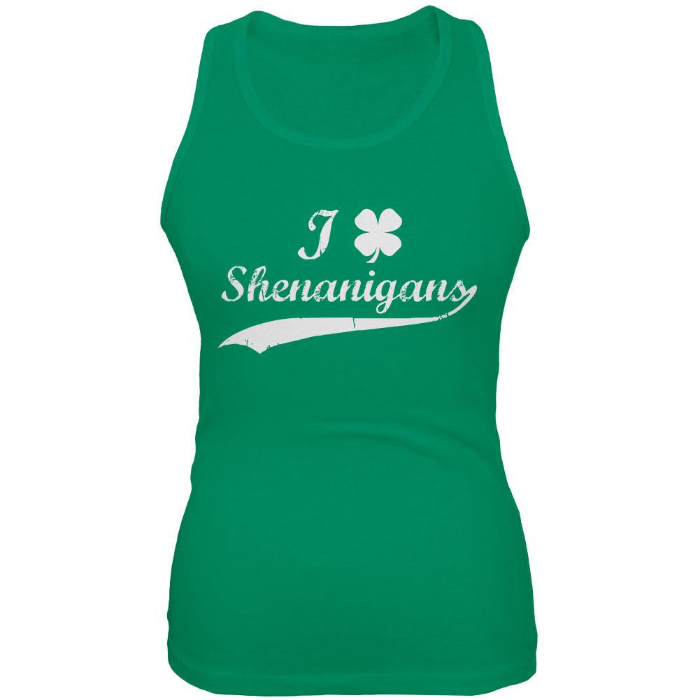 St Patricks Day Shamrock Shenanigans Kelly Green Juniors Soft Tank Top Juniors Tank Tops Old Glory 2XL Green