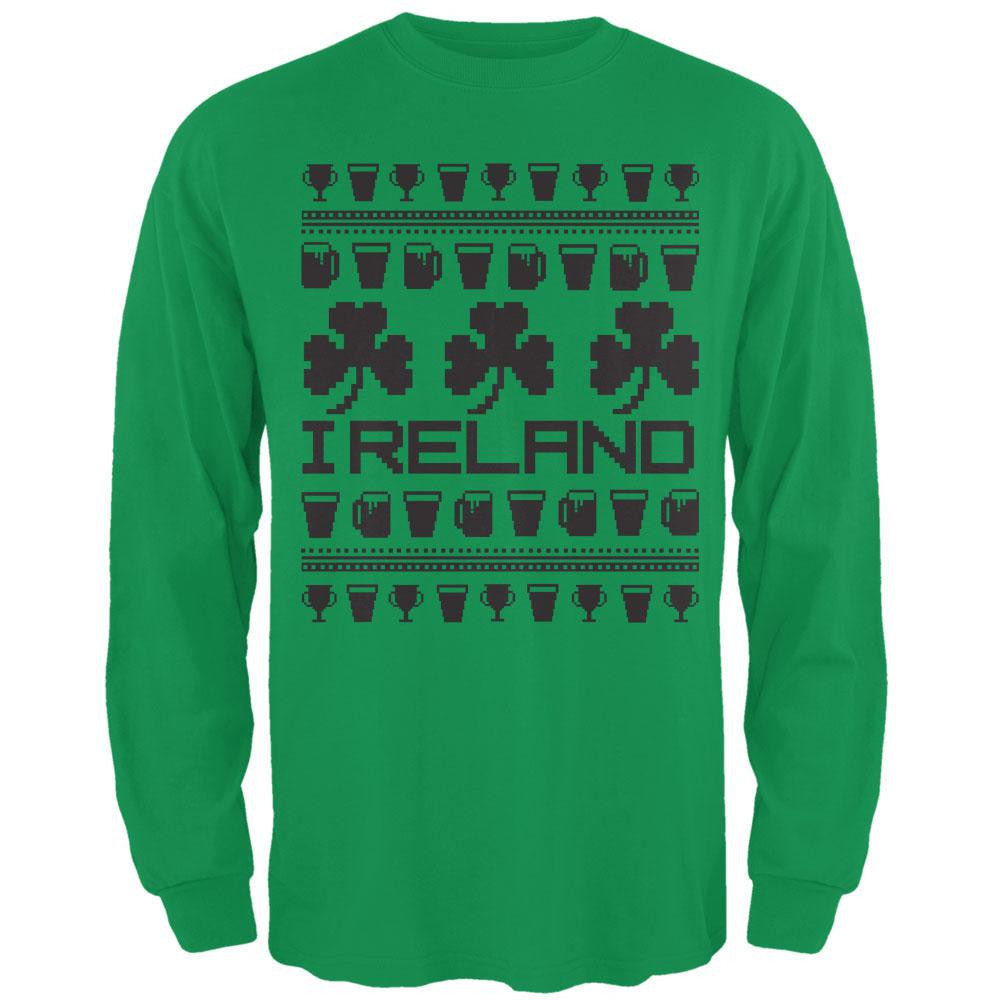 St. Patty's Ugly Sweater Irish Green Adult Long Sleeve T-Shirt Men's Long Sleeves Old Glory