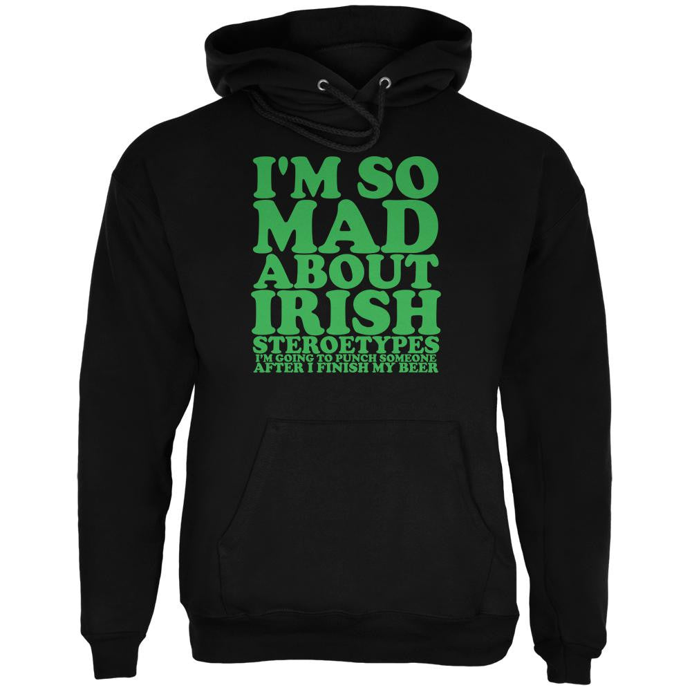St Patricks Mad About Irish Stereotypes Black Adult Hoodie Men's Hoodies Old Glory 2XL Black