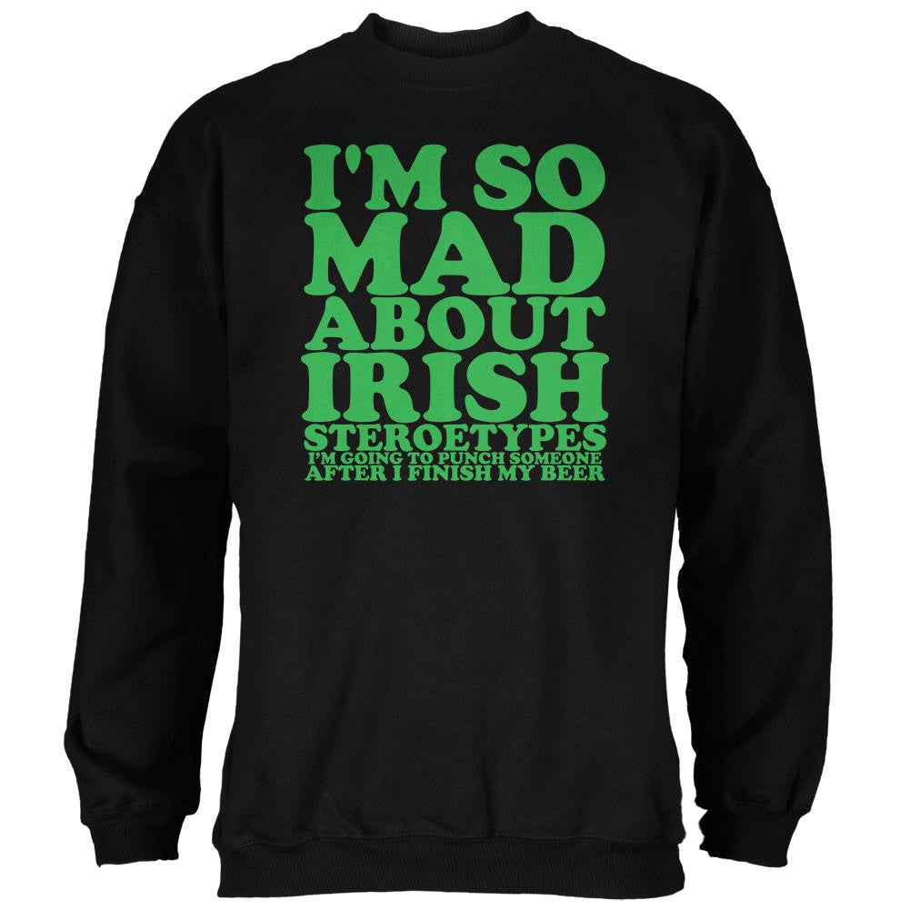 St Patricks Mad About Irish Stereotypes Black Adult Sweatshirt Men's Sweatshirts Old Glory 2XL Black
