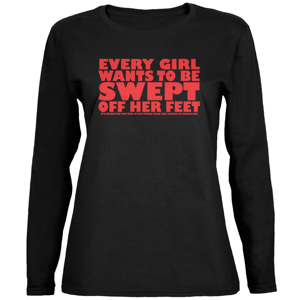 Valentines Swept Off Her Feet Black Womens Long Sleeve T-Shirt Women's Long Sleeves Old Glory 2XL Black