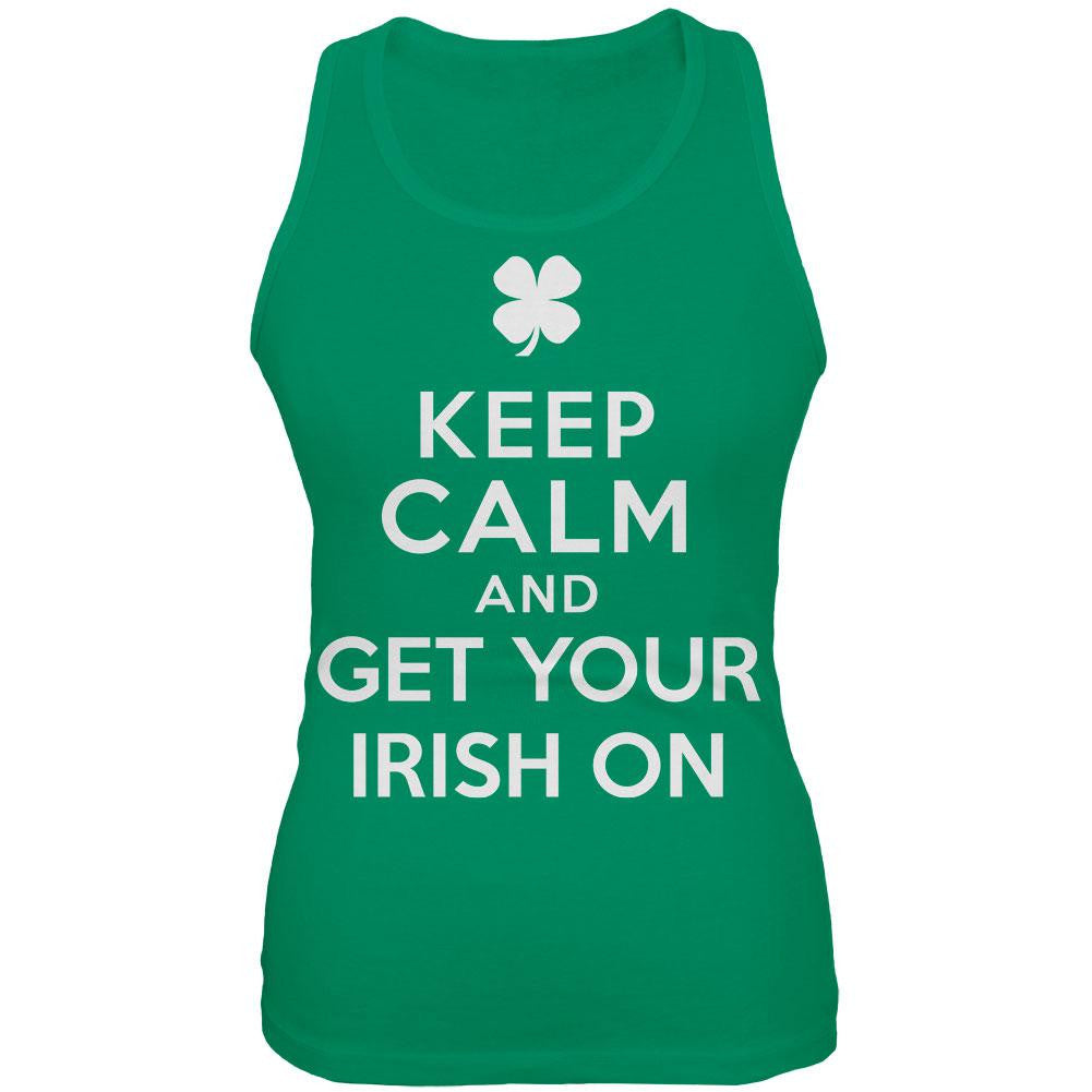 Keep Calm and Get Your Irish On Kelly Green Juniors Soft Tank Top Juniors Tank Tops Old Glory 2XL Green