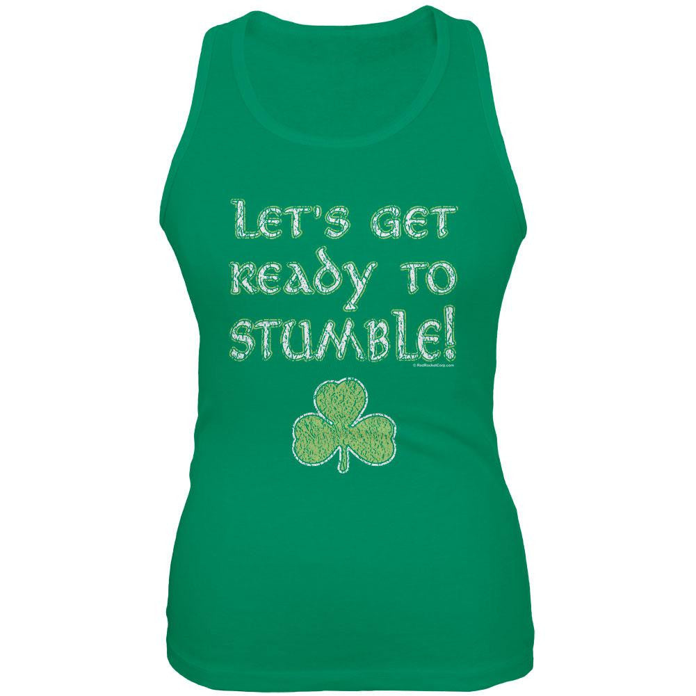 Let's Get Ready to Stumble Kelly Green Juniors Soft Tank Top Juniors Tank Tops Old Glory 2XL Green