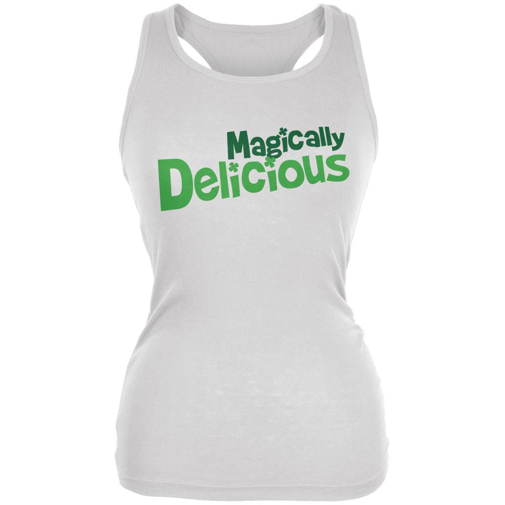 St. Patrick's Day Magically Delicious White Juniors Soft Tank Top Juniors Tank Tops Old Glory 2XL White