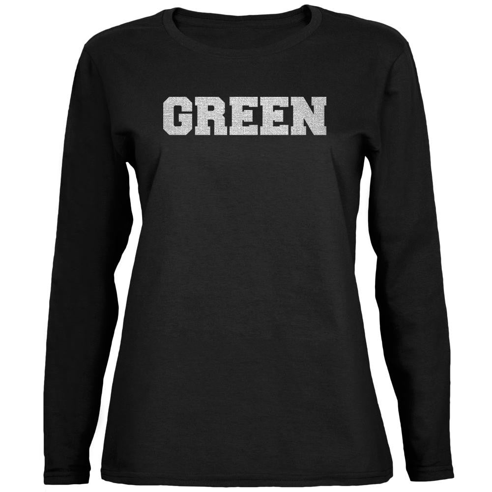 St Patricks Black is the New Green Black Womens Long Sleeve T-Shirt Women's Long Sleeves Old Glory 2XL Black