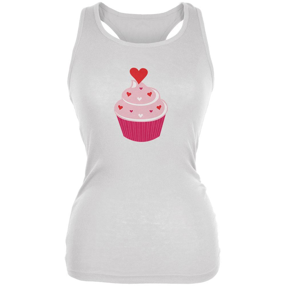 Valentine's Day Heart Cupcake White Juniors Soft Tank Top Juniors Tank Tops Old Glory 2XL White