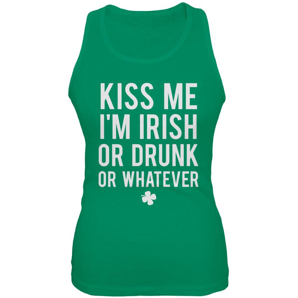 St. Patricks Kiss Me Irish Drunk or Whatever Kelly Green Juniors Soft Tank Top Juniors Tank Tops Old Glory 2XL Green