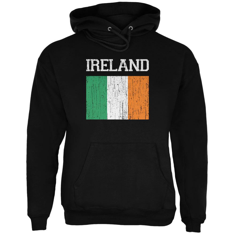 World Cup Distressed Flag Ireland Black Adult Hoodie Men's Hoodies Old Glory 2XL Black