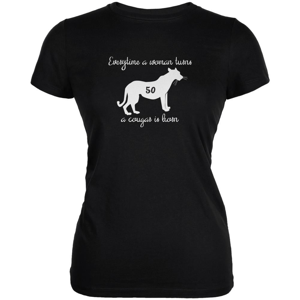 A Cougar is Born Black Juniors Soft T-Shirt Juniors T-Shirts Old Glory 2XL Black