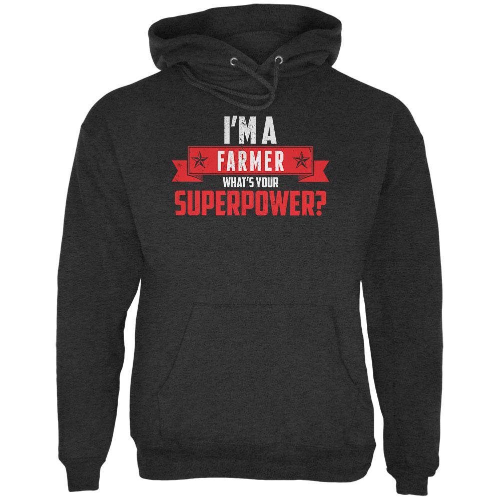 I'm A Farmer What's Your Superpower Charcoal Heather Adult Hoodie Men's Hoodies Old Glory 2XL Grey
