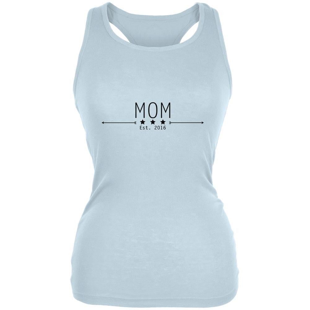 MOM Est 2016 Pale Blue Juniors Soft Tank Top Juniors Tank Tops Old Glory 2XL Blue