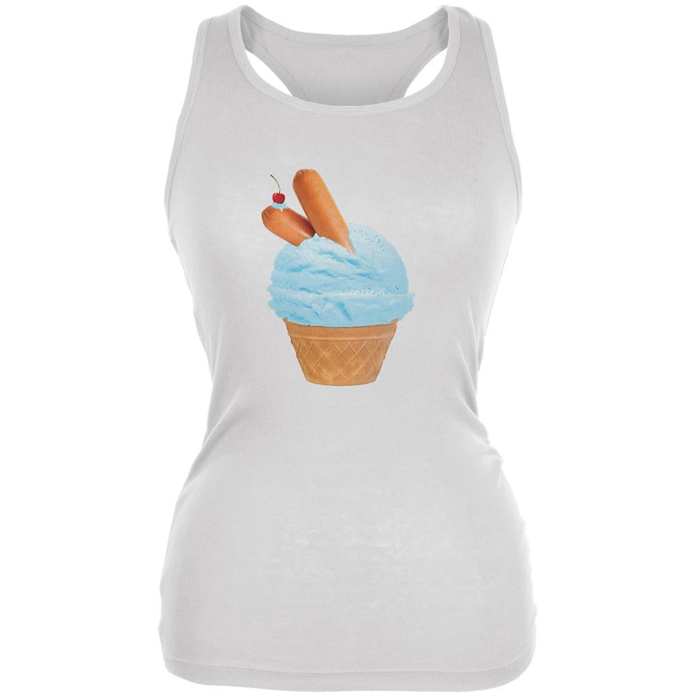 Ice Cream Cone Hot Dog White Juniors Soft Tank Top Juniors Tank Tops Old Glory 2XL White