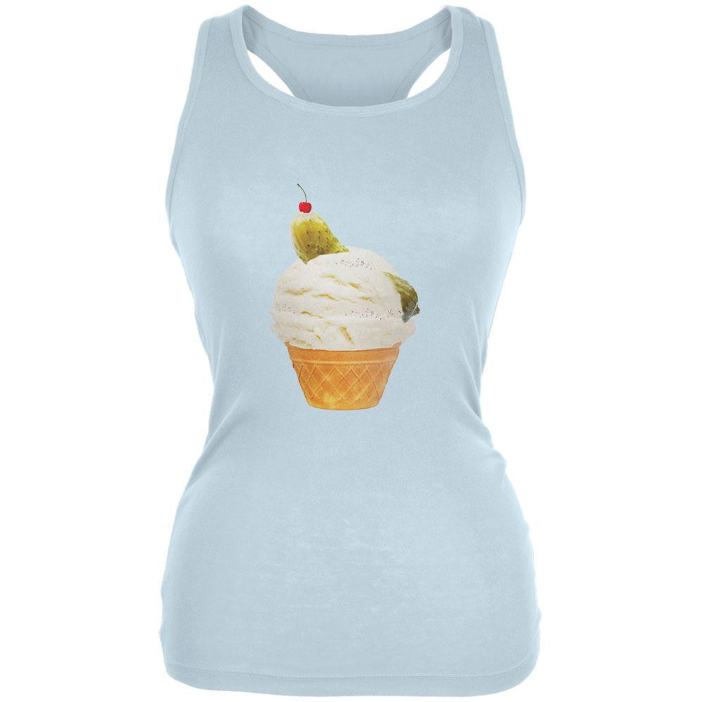 Ice Cream Cone Pickle Pale Blue Juniors Soft Tank Top Juniors Tank Tops Old Glory 2XL Blue