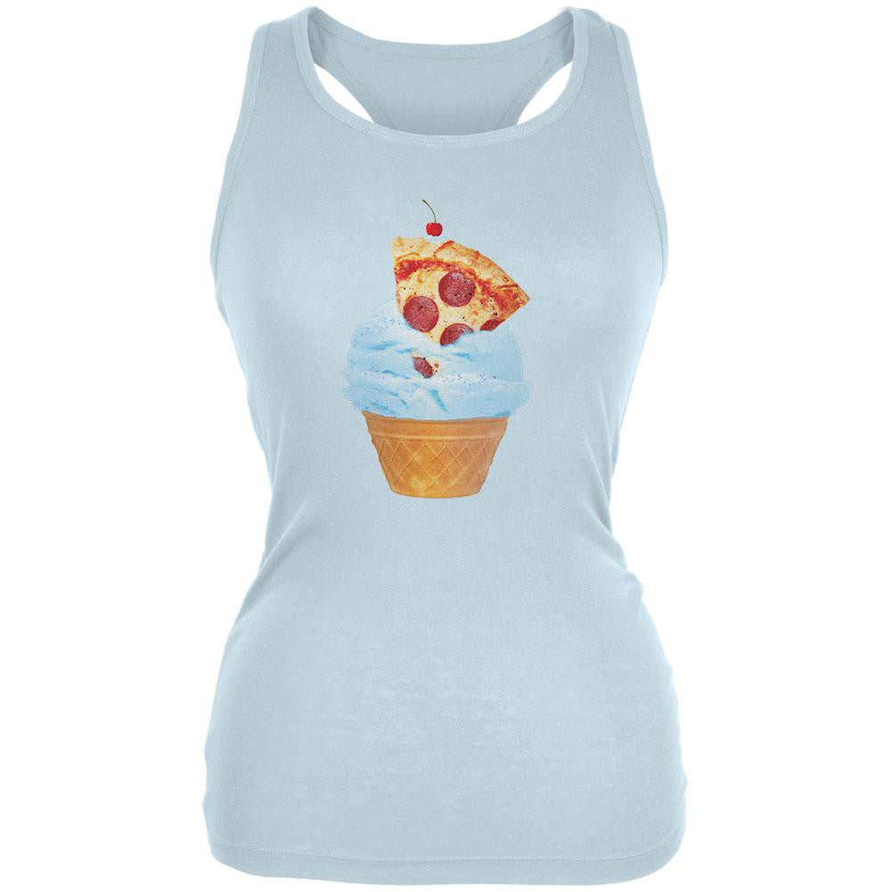 Ice Cream Cone Pizza Pale Blue Juniors Soft Tank Top Juniors Tank Tops Old Glory 2XL Blue