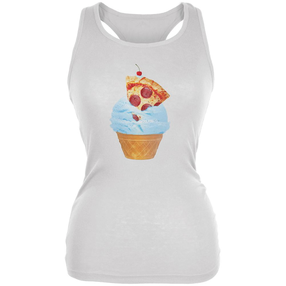 Ice Cream Cone Pizza White Juniors Soft Tank Top Juniors Tank Tops Old Glory 2XL White