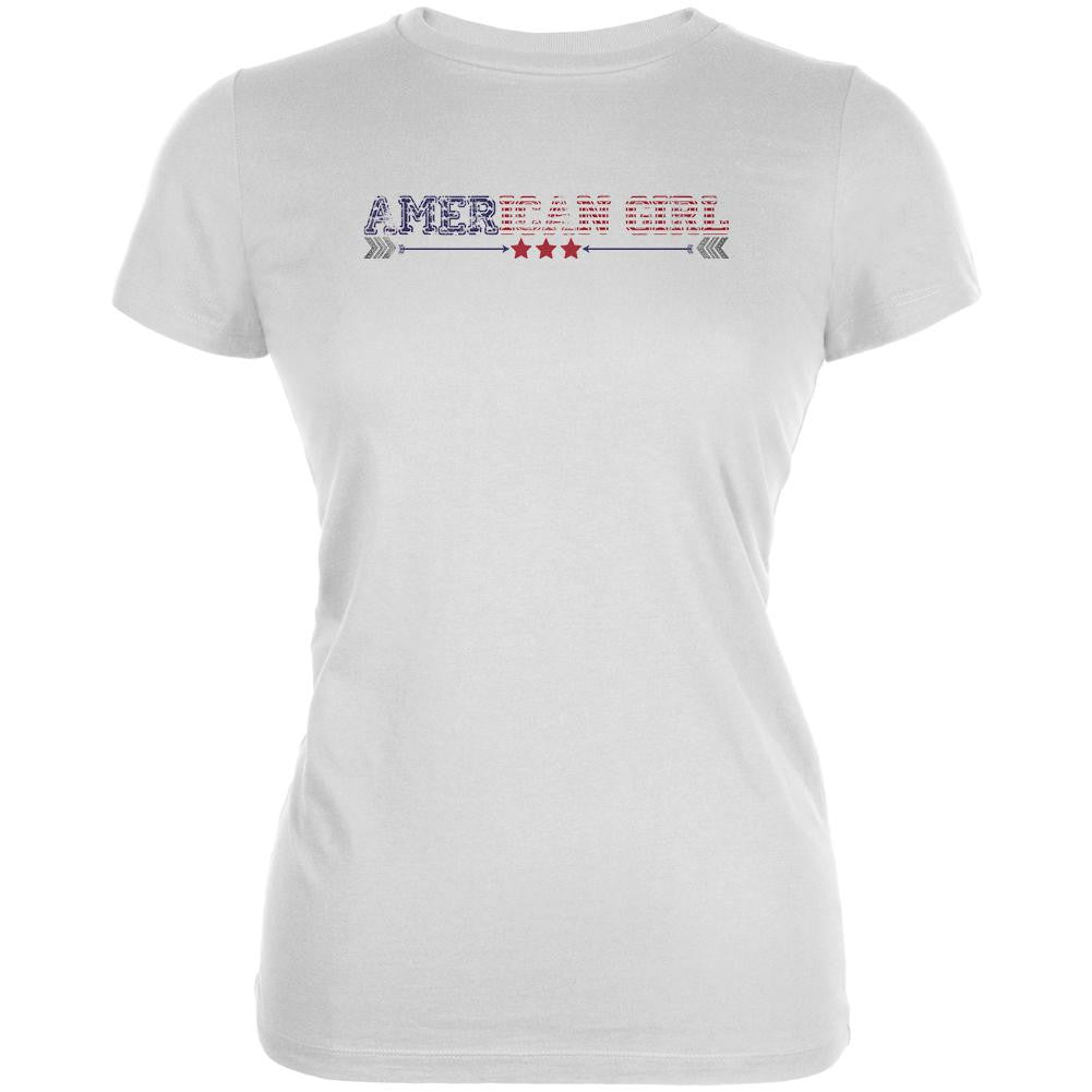 American Girl White Juniors Soft T-Shirt Juniors T-Shirts Old Glory 2XL White