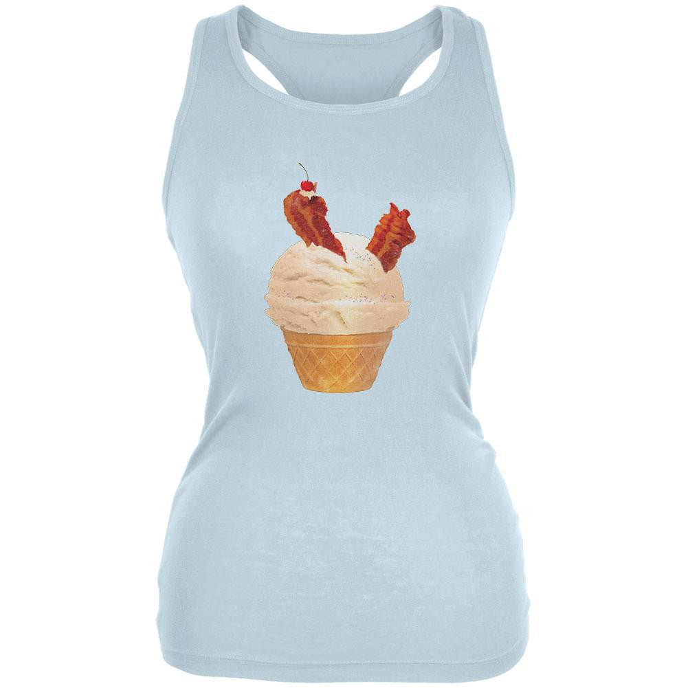Ice Cream Cone Bacon Pale Blue Juniors Soft Tank Top Juniors Tank Tops Old Glory 2XL Blue