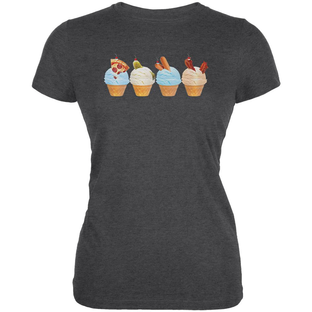 Ice Cream Cone Food Dark Heather Juniors Soft T-Shirt Juniors T-Shirts Old Glory 2XL Grey
