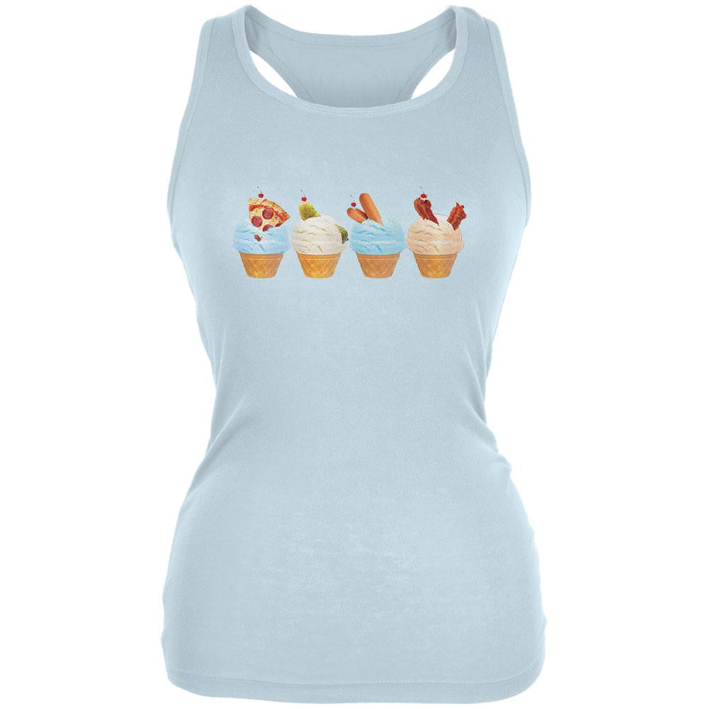 Ice Cream Cone Food Pale Blue Juniors Soft Tank Top Juniors Tank Tops Old Glory 2XL Blue