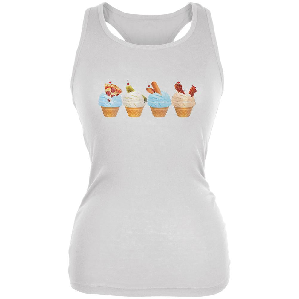 Ice Cream Cone Food White Juniors Soft Tank Top Juniors Tank Tops Old Glory 2XL White