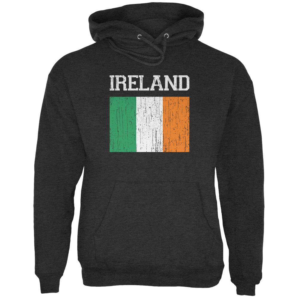 World Cup Distressed Flag Ireland Charcoal Heather Adult Hoodie Men's Hoodies Old Glory 2XL Grey