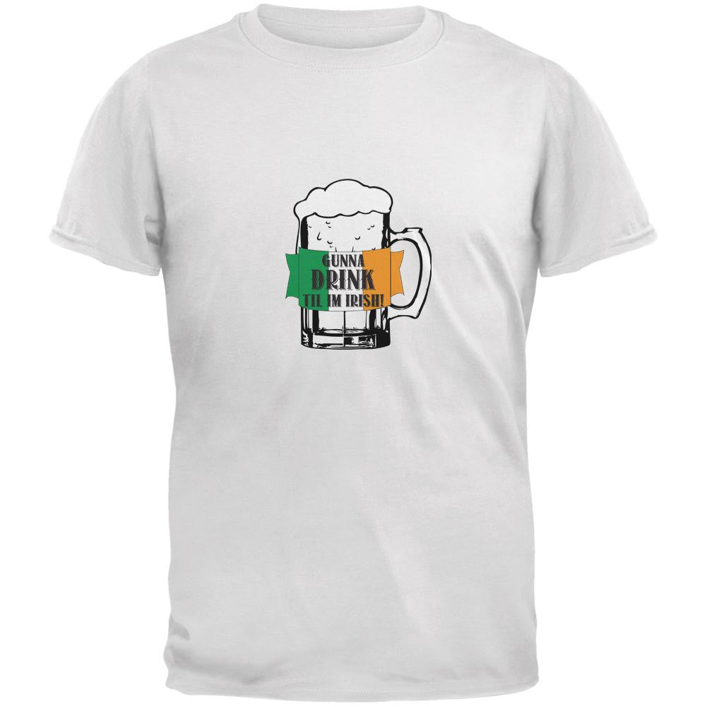 Drink Until I'm Irish White Adult T-Shirt Men's T-Shirts Old Glory SM White