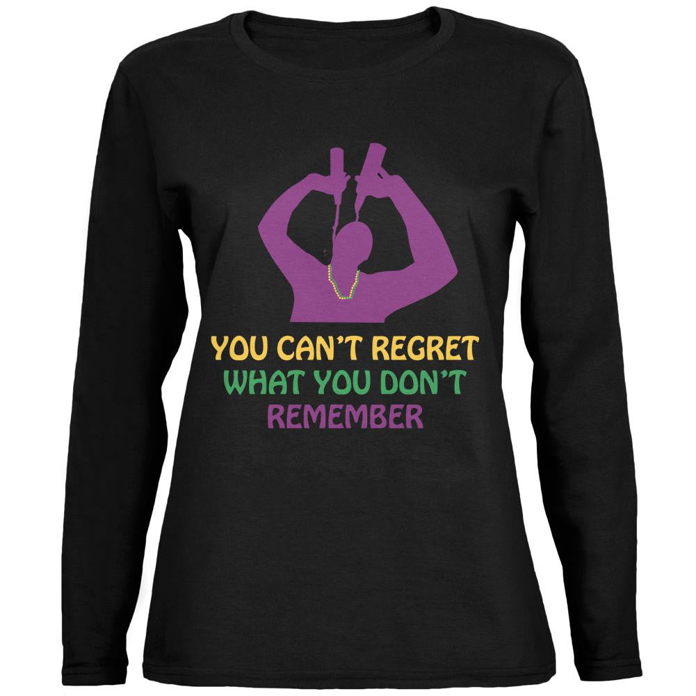 Can't Regret Mardi Gras Black Womens Long Sleeve T-Shirt Women's Long Sleeves Old Glory 2XL Black