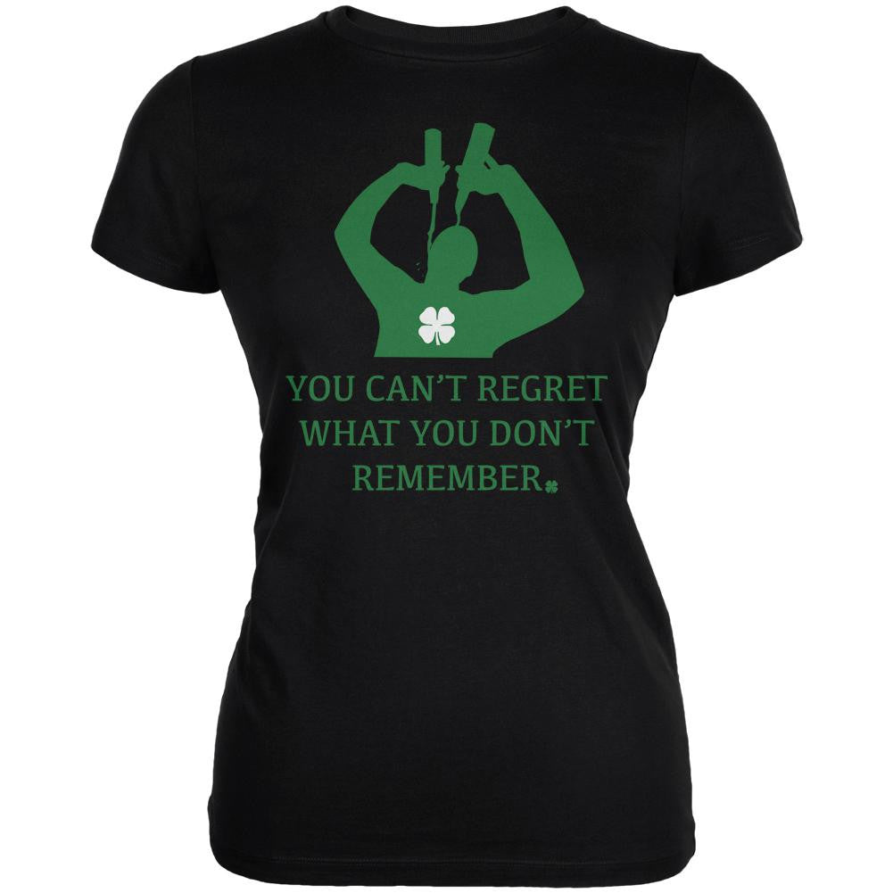 Can't Regret St Patricks Day Black Juniors Soft T-Shirt Juniors T-Shirts Old Glory 2XL Black