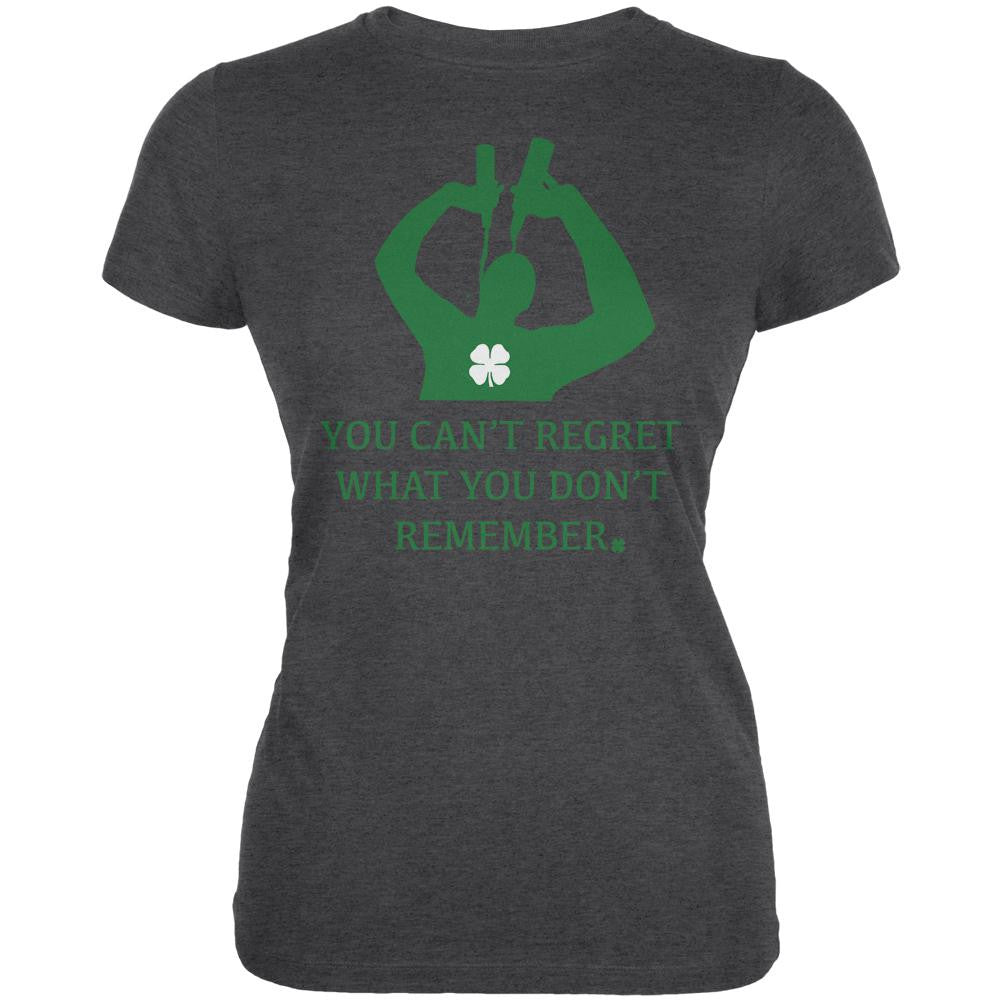 Can't Regret St Patricks Day Dark Heather Juniors Soft T-Shirt Juniors T-Shirts Old Glory 2XL Grey