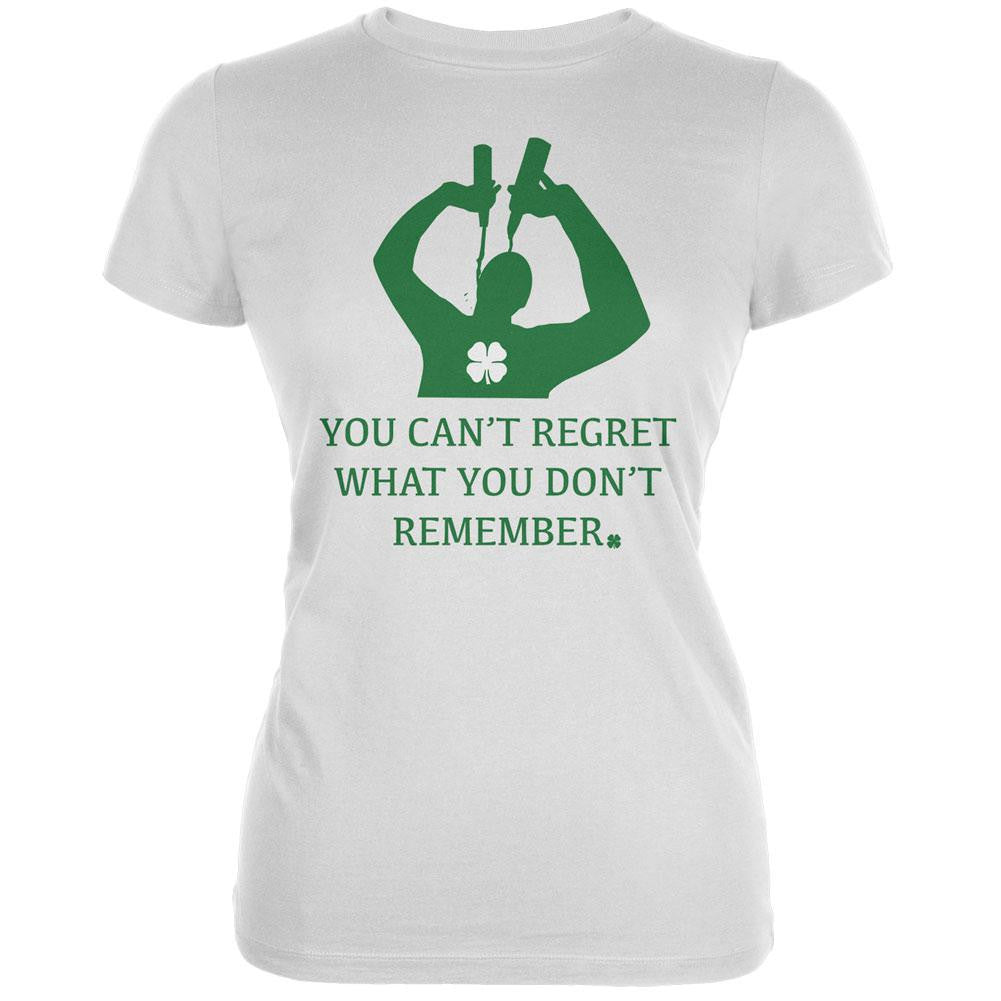 Can't Regret St Patricks Day White Juniors Soft T-Shirt Juniors T-Shirts Old Glory 2XL White