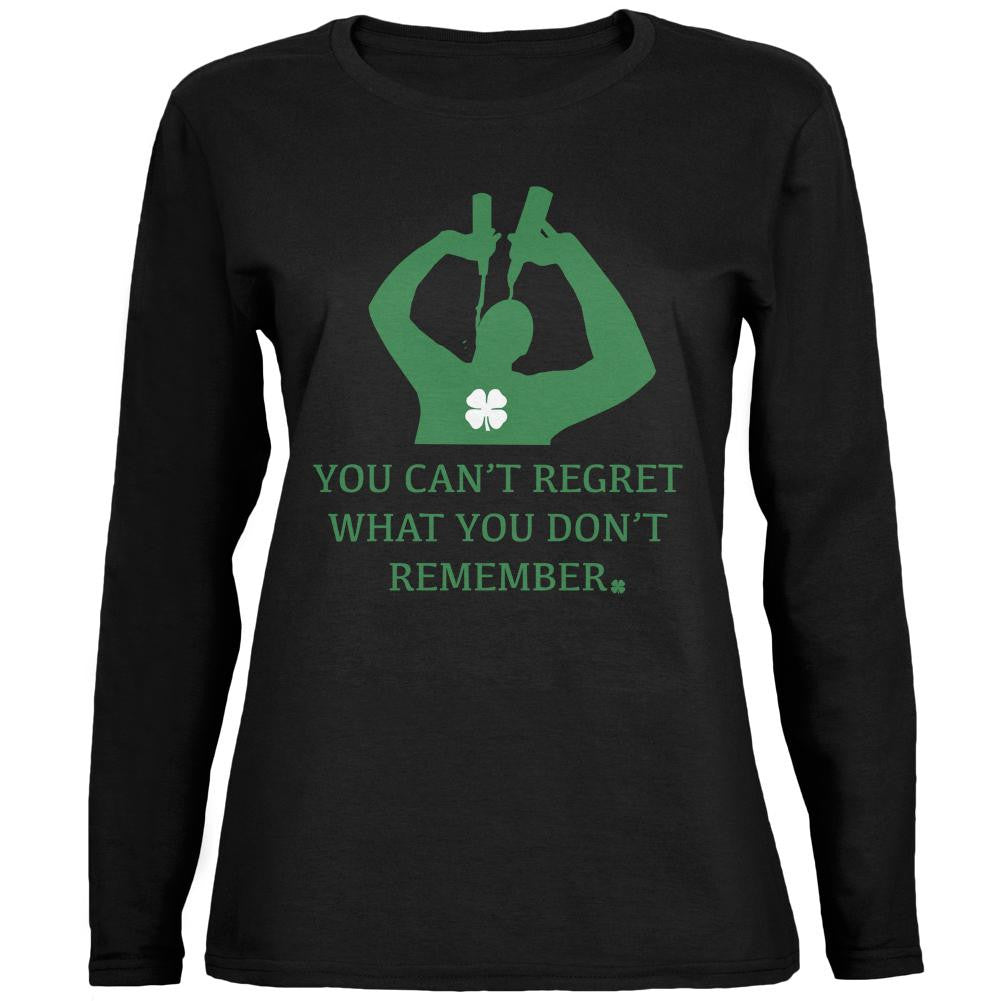 Can't Regret St Patricks Day Black Womens Long Sleeve T-Shirt Women's Long Sleeves Old Glory 2XL Black