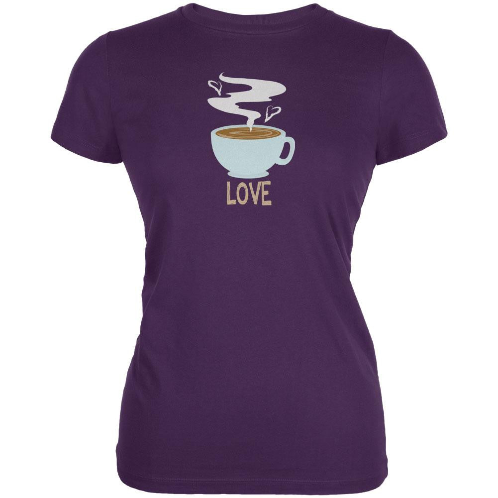 Love Coffee Purple Juniors Soft T-Shirt Juniors T-Shirts Old Glory 2XL Purple